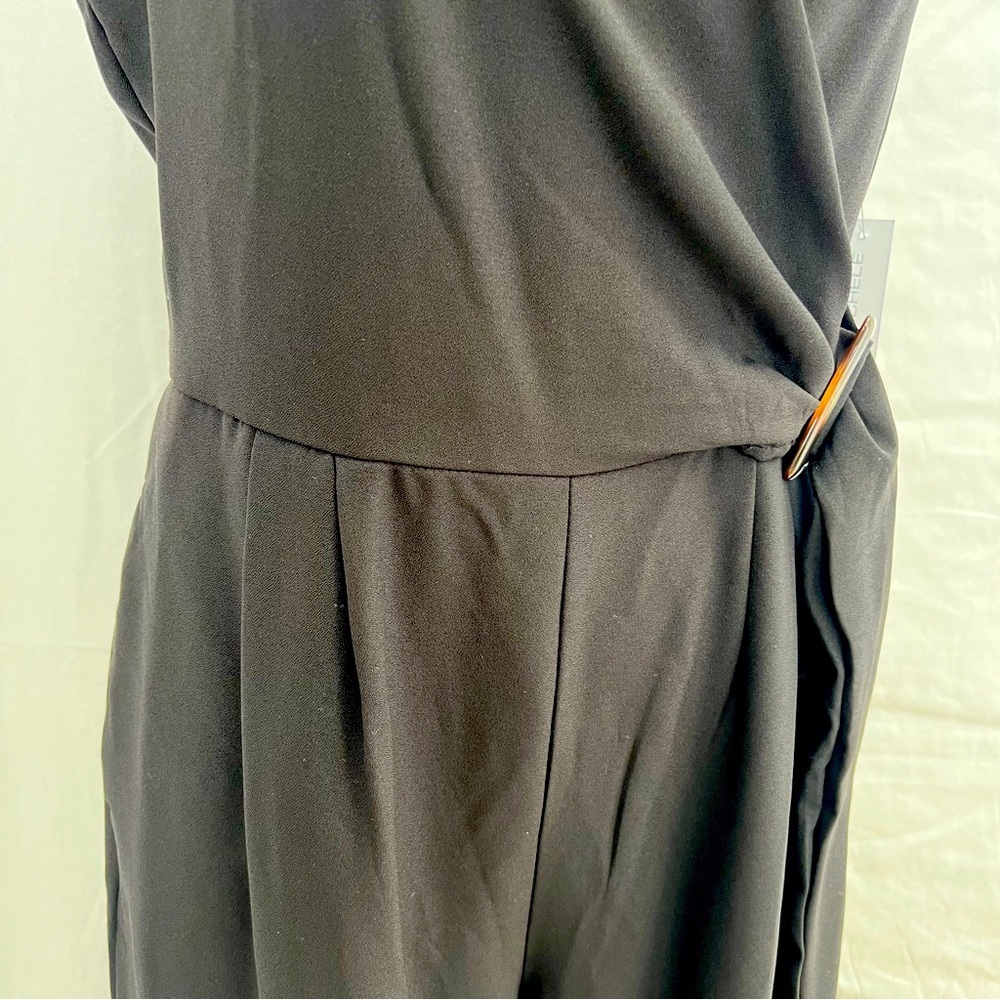 NWT Emma & Michele black wrap sleeveless belted romper. - Picture 6 of 11